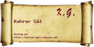 Kehrer Gál névjegykártya